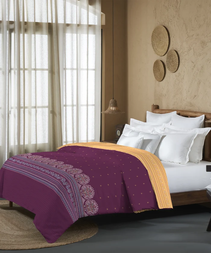 Sanskriti Double AC Comforter, Rogan Art Plum| 180 GSM Polyester