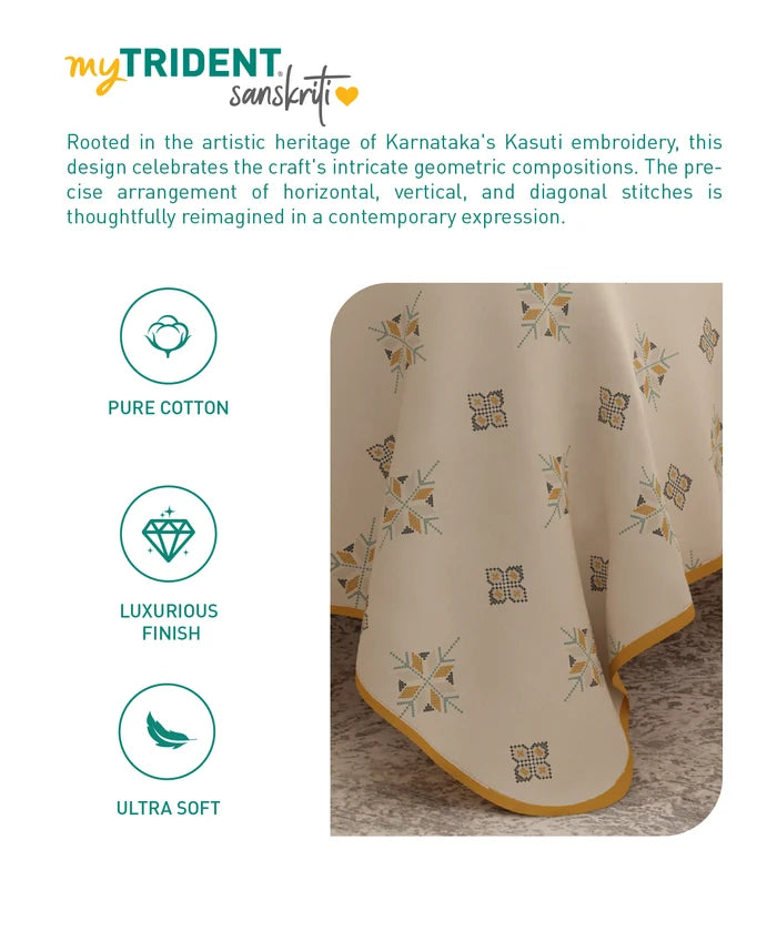 Sanskriti Double Dohar, 180 TC, 100 % Cotton, Kasuti