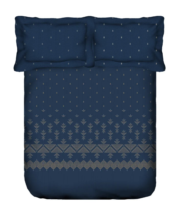 Sanskriti King Bedsheet Gift Set, Phulkari Blue| 180 TC Cotton| 2 Pillow Covers