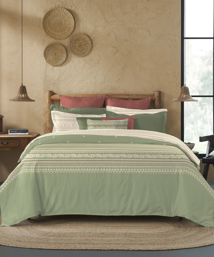 Sanskriti King Bedsheet Gift Set, Rogan Art Olive | 180 TC Cotton| 2 Pillow Covers