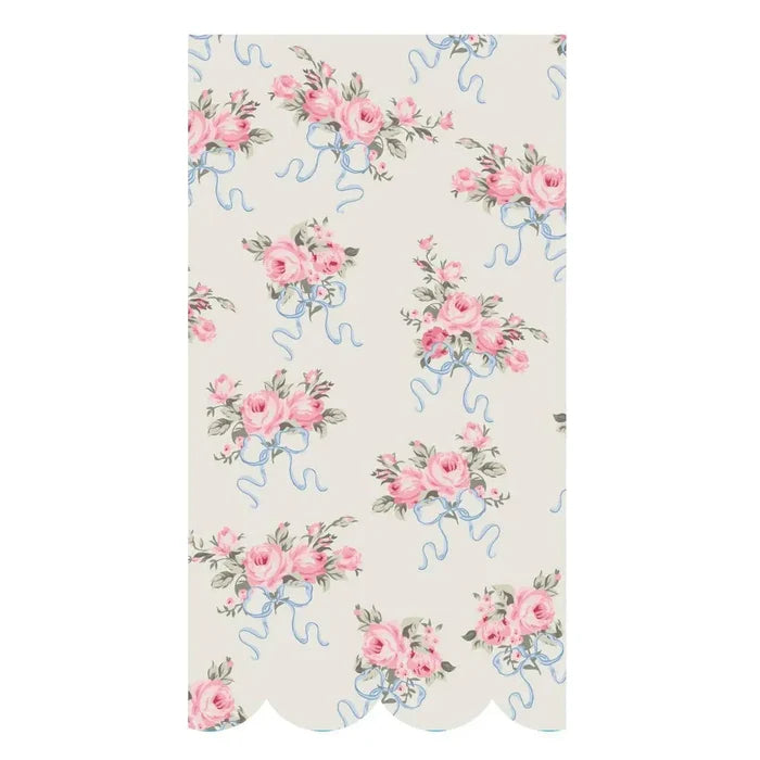 Scallop Paper Guest Towels - Rose Bouquet, 16pcs - Josi James - Tall Napkins