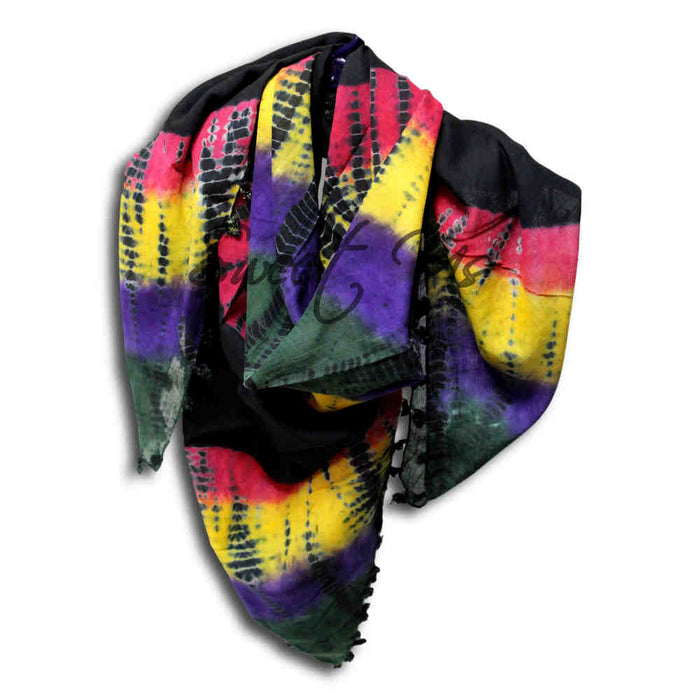 Scarf for Women Sheer Soft Cotton Tie Dye Red Green Blue Yellow Purple Bandana - Sweet Us