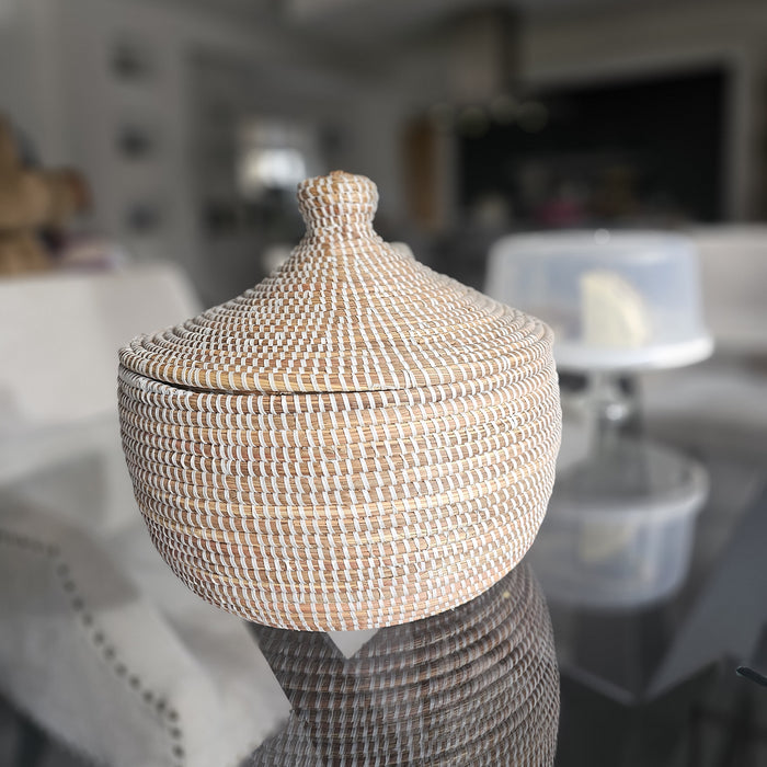 Senegalese Seagrass Basket with Lid - Rokhaya - Rufina Designs