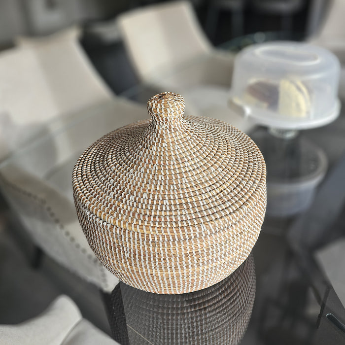 Senegalese Seagrass Basket with Lid - Rokhaya - Rufina Designs