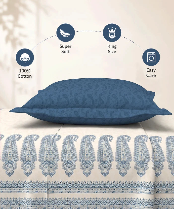 Shilpkalaa Printed King Bedsheet Set, Pashmina| 144TC Cotton| 2 Pillow covers