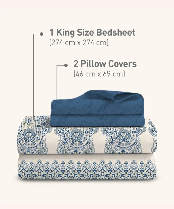 Shilpkalaa Printed King Bedsheet Set, Pashmina| 144TC Cotton| 2 Pillow covers