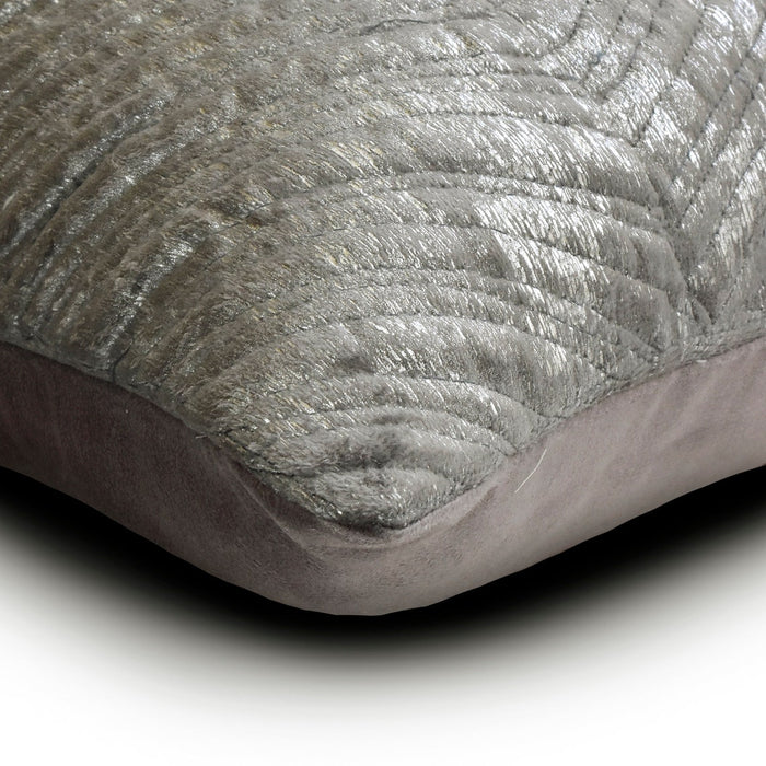Shimmering Vortex - Silver & Grey Jacquard Throw Pillow Cover