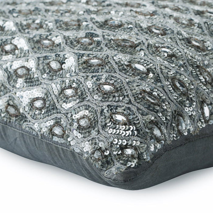 Silver Anniversary - Silver Art Silk Decorative Euro Sham