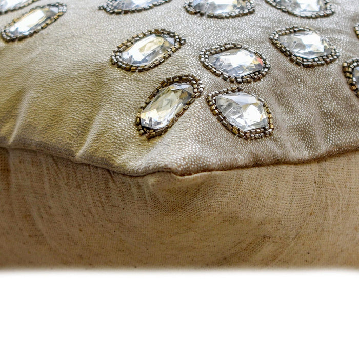 Silver Jacquard Throw Pillow Cover - Snowlit Crystals