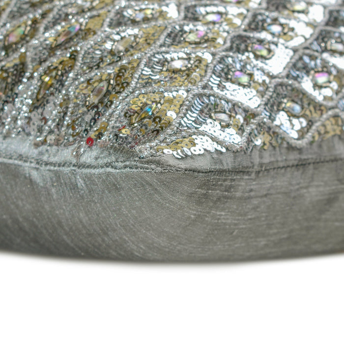 Silver Jubilee - Silver Silk Lumbar Pillow Cover