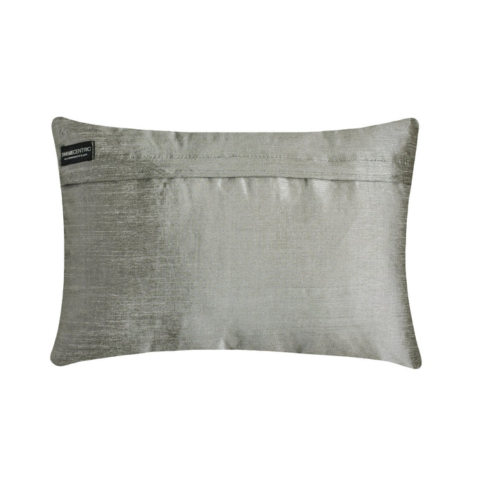Silver Jubilee - Silver Silk Lumbar Pillow Cover