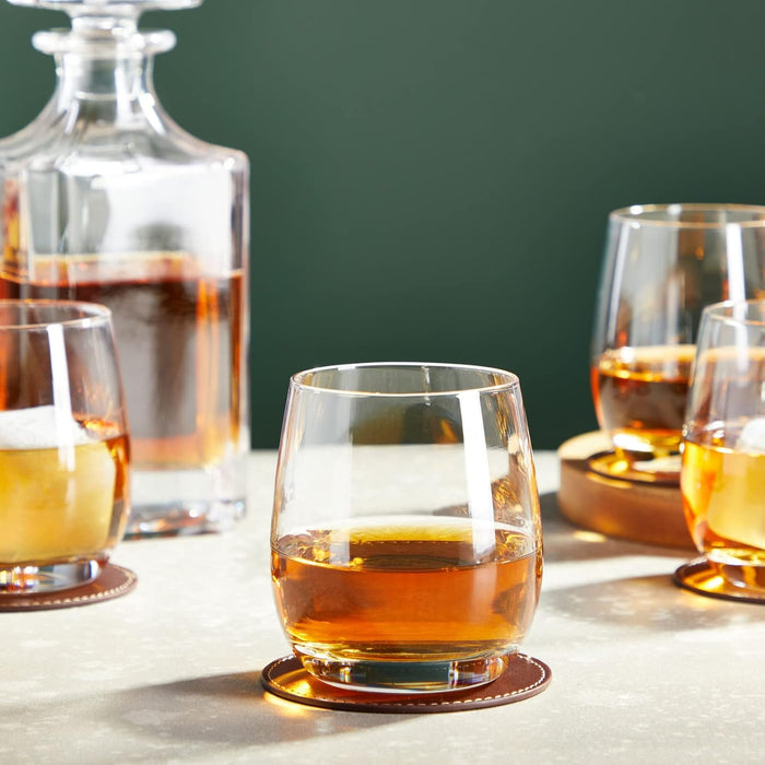 smart "serve" Oval Whiskey Glasses Set of 6 – 350ml Crystal Clear Tumblers for Whisky, Bourbon, Scotch, Cocktails & Drinks | Thick Durable Bar Glass Set for Home, Bar & Gifting
