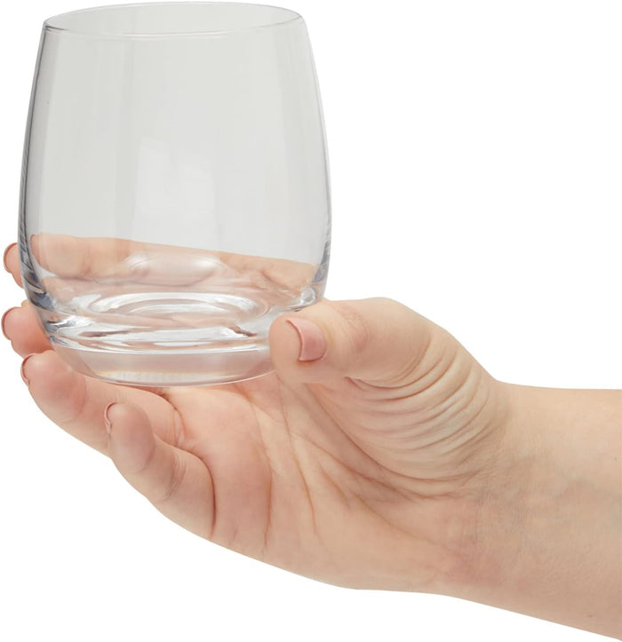 smart "serve" Oval Whiskey Glasses Set of 6 – 350ml Crystal Clear Tumblers for Whisky, Bourbon, Scotch, Cocktails & Drinks | Thick Durable Bar Glass Set for Home, Bar & Gifting