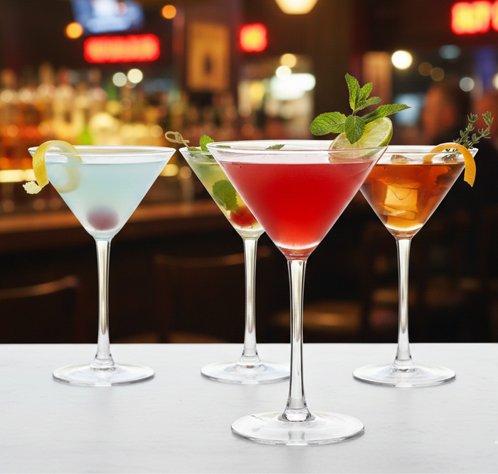 smart "serve" Soda Lime Martini Glass Lead Free 190 ml Set of 6, Hand Blown Martini Glasses with long durable Stem - Elegant Cocktail Glasses for Bar, Martini, Cosmopolitan, Manhattan, Gimlet, Pisco Sour