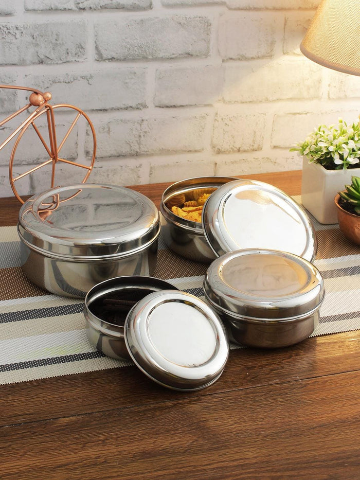Smartserve Stainless Steel Sada Puri Dabba Food Storage Containers, Set of 4 | Food Container