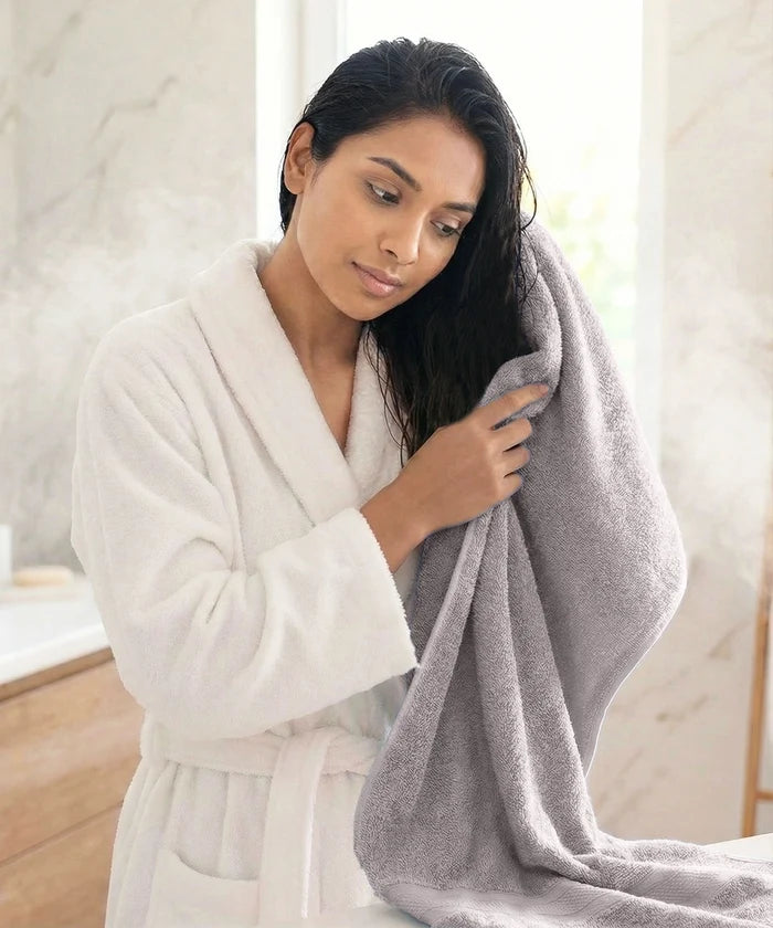 Soft Comfort 1Pc Bath Towel, Charcoal|509 GSM Cotton|Air Rich Technology
