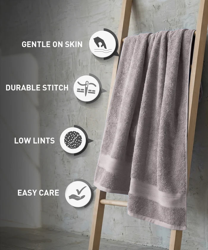 Soft Comfort 1Pc Bath Towel, Charcoal|509 GSM Cotton|Air Rich Technology