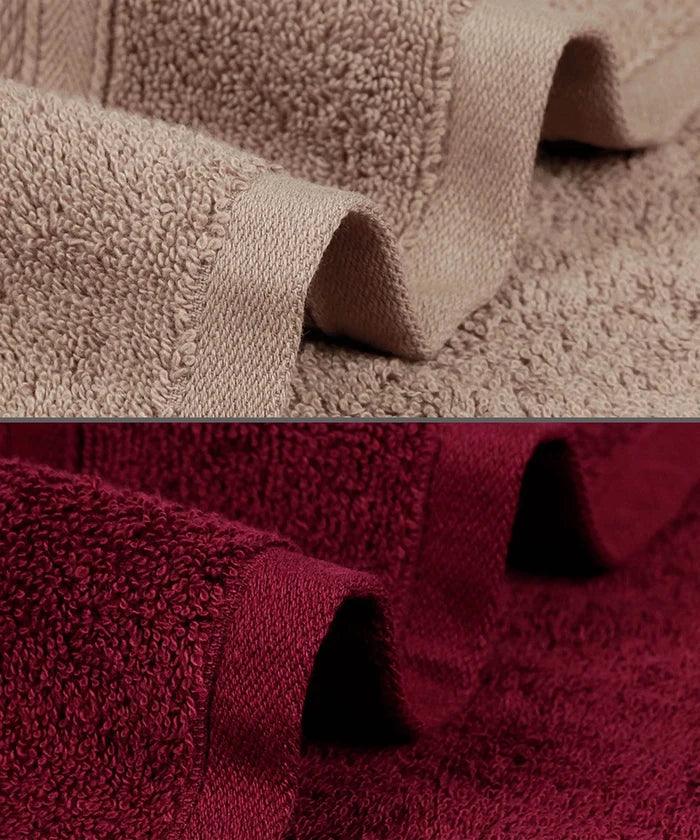 Soft Comfort 2 Pc Bath Towel, Acorn & Wine Red| 509 GSM Cotton|Air Rich Technology