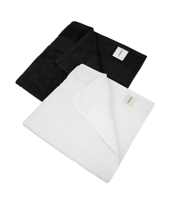 Soft Comfort 2 Pc Bath Towel, Black & White| 509 GSM Cotton|Air Rich Technology