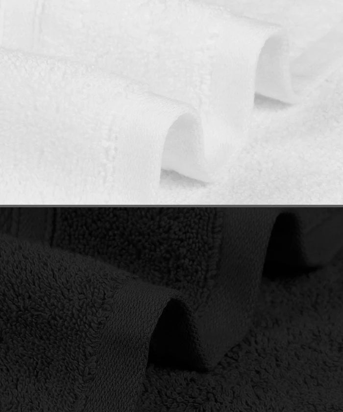 Soft Comfort 2 Pc Bath Towel, Black & White| 509 GSM Cotton|Air Rich Technology