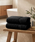 Soft Comfort 2Pc Bath Towel Set, Black|509 GSM Cotton|Air Rich Technology