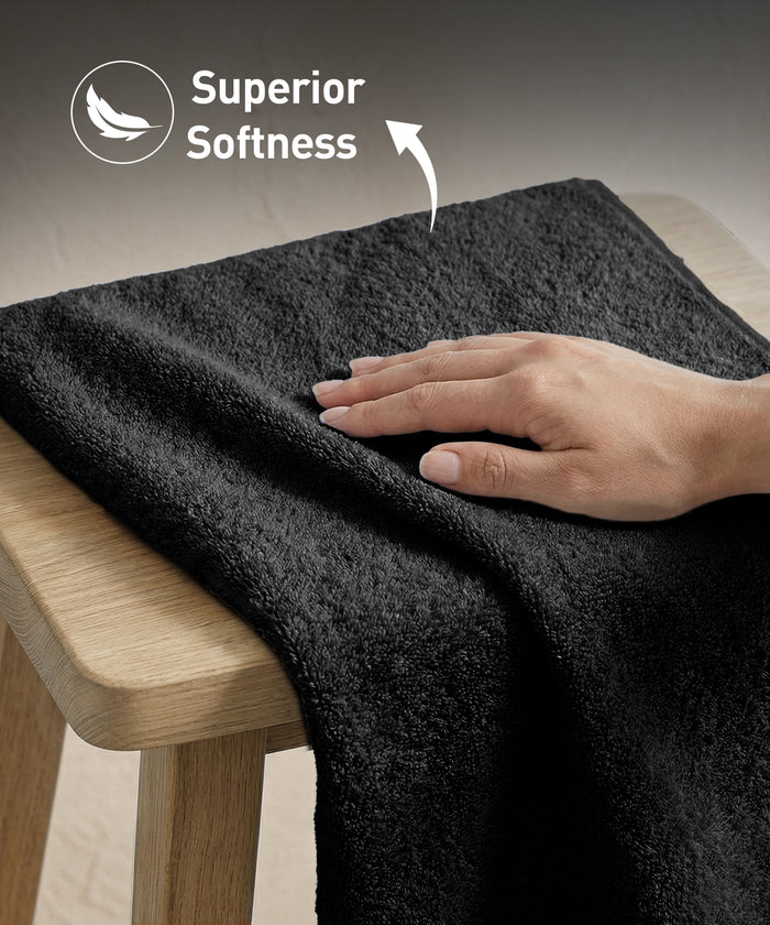 Soft Comfort 2Pc Bath Towel Set, Black|509 GSM Cotton|Air Rich Technology