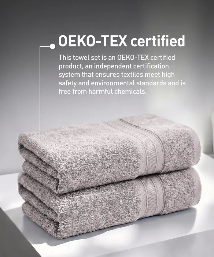 Soft Comfort 2Pc Bath Towel Set, Charcoal|509 GSM Cotton|Air Rich Technology