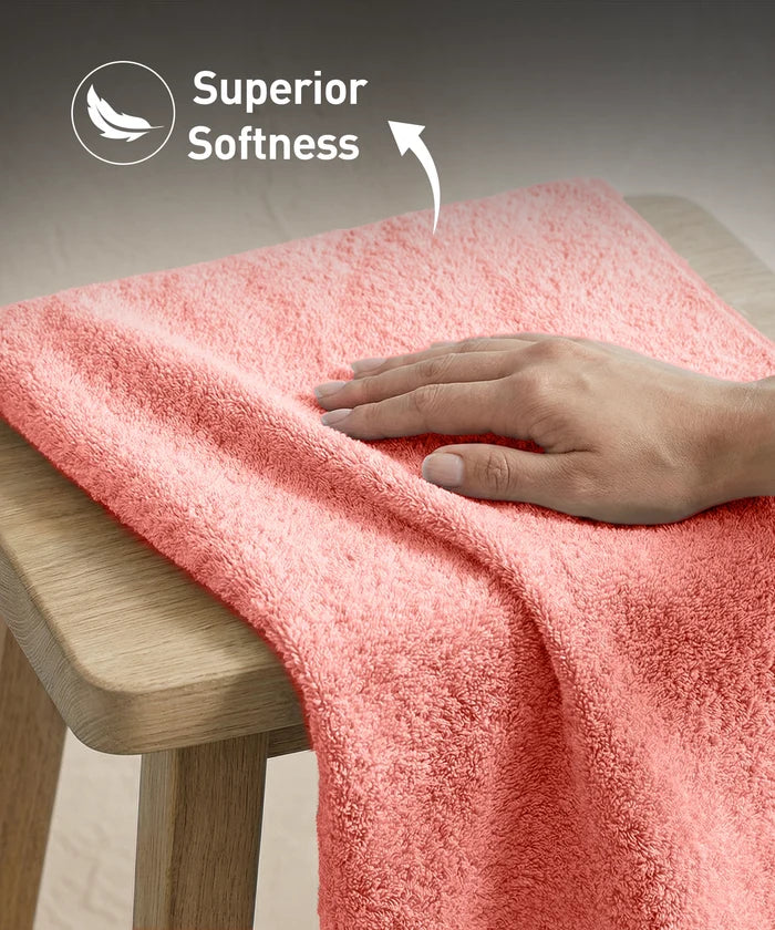Soft Comfort 2Pc Bath Towel Set, Coral Haze|509 GSM Cotton|Air Rich Technology