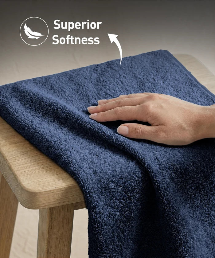 Soft Comfort 2Pc Bath Towel Set, Navy Blue|509 GSM Cotton|Air Rich Technology