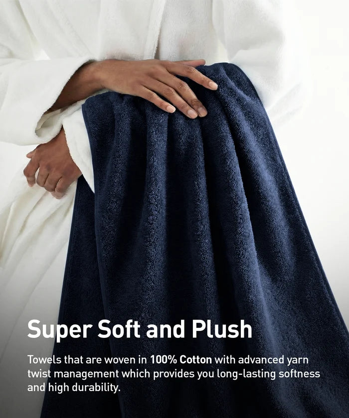 Soft Comfort 2Pc Bath Towel Set, Navy Blue|509 GSM Cotton|Air Rich Technology