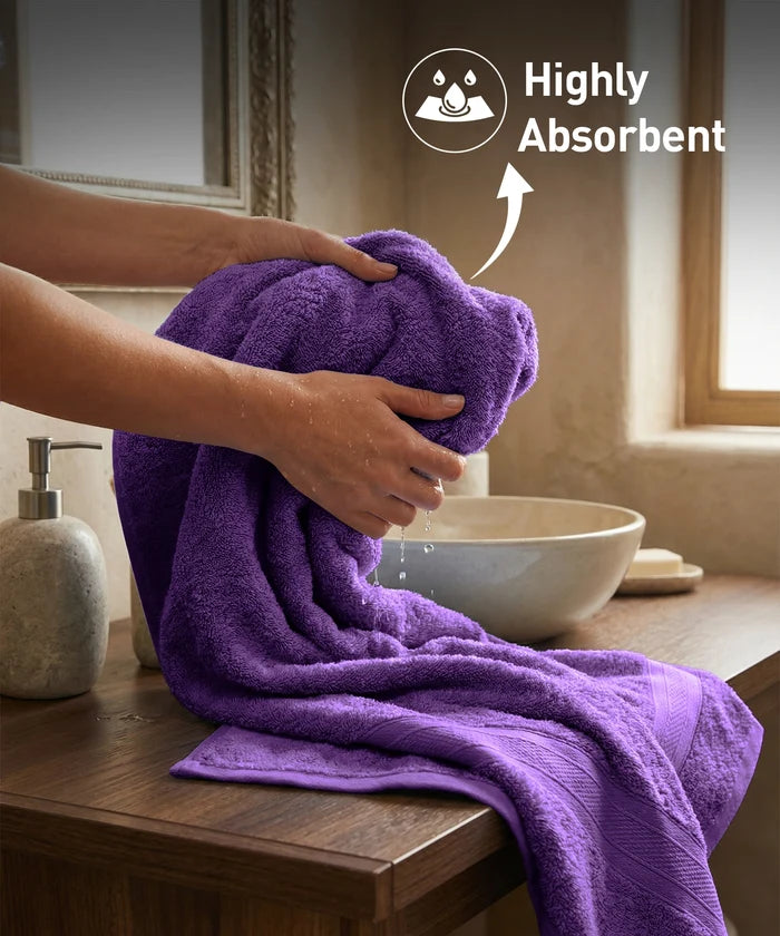 Soft Comfort 2Pc Bath Towel Set, Plum|509 GSM Cotton|Air Rich Technology
