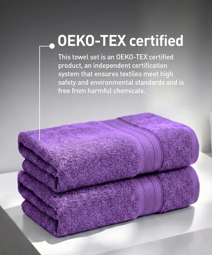 Soft Comfort 2Pc Bath Towel Set, Plum|509 GSM Cotton|Air Rich Technology