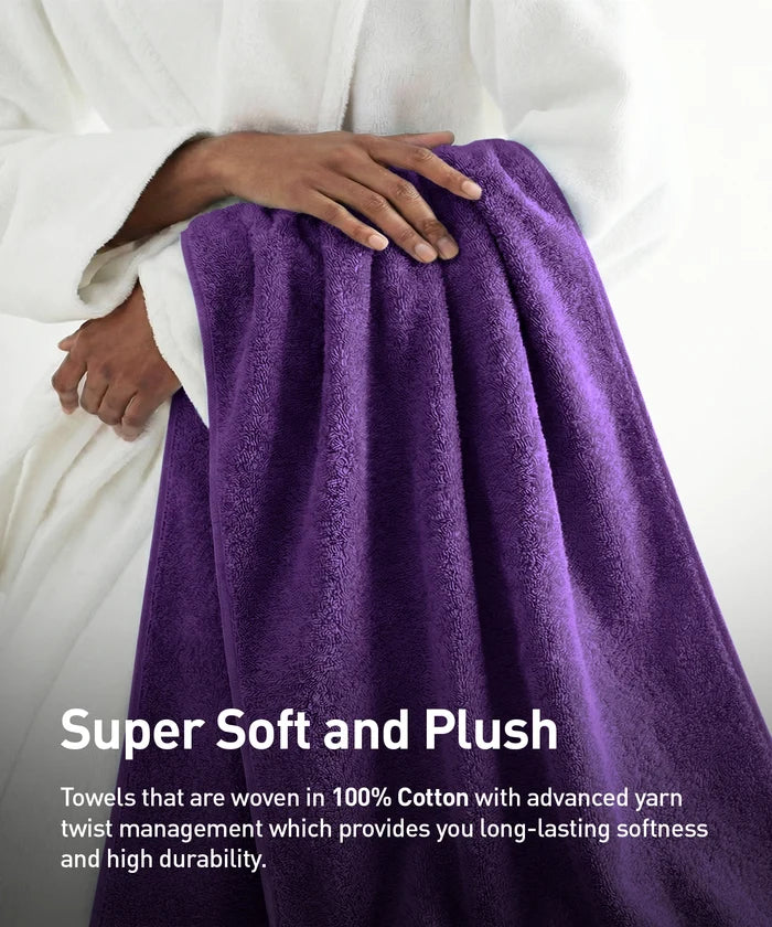 Soft Comfort 2Pc Bath Towel Set, Plum|509 GSM Cotton|Air Rich Technology
