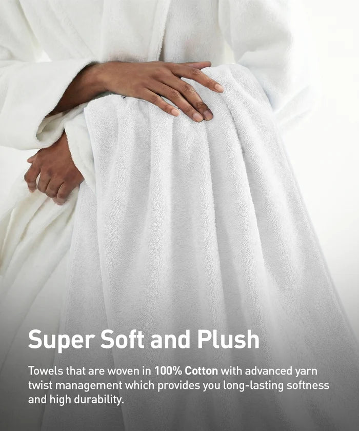 Soft Comfort 2Pc Bath Towel Set, White|509 GSM Cotton|Air Rich Technology