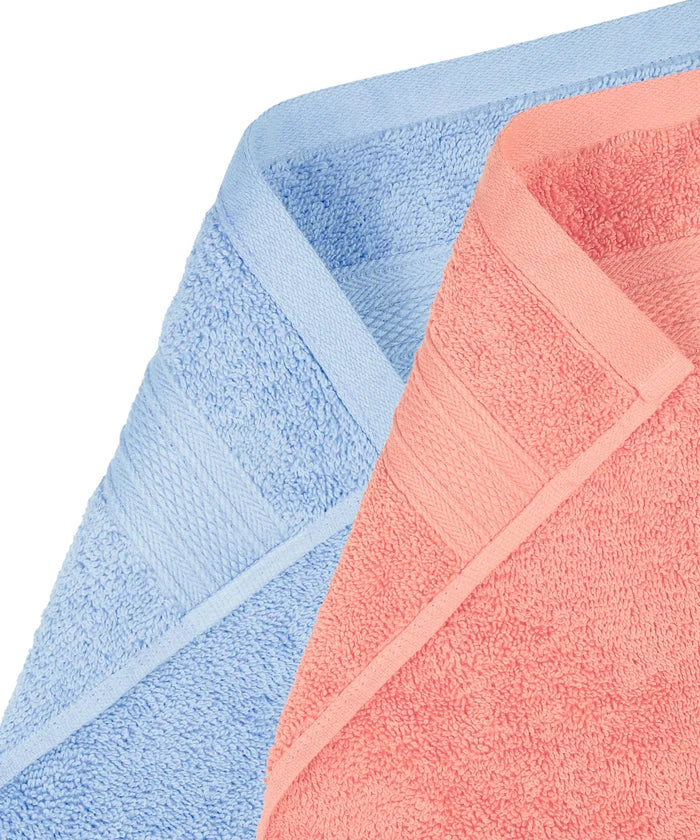 Soft Comfort 4 Pc Hand Towel, Allure & Coral Haze| 509 GSM Cotton|Air Rich Technology