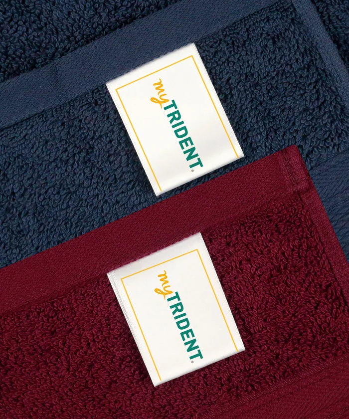 Soft Comfort 4 Pc Hand Towel, Wine Red & Navy| 509 GSM Cotton|Air Rich Technology
