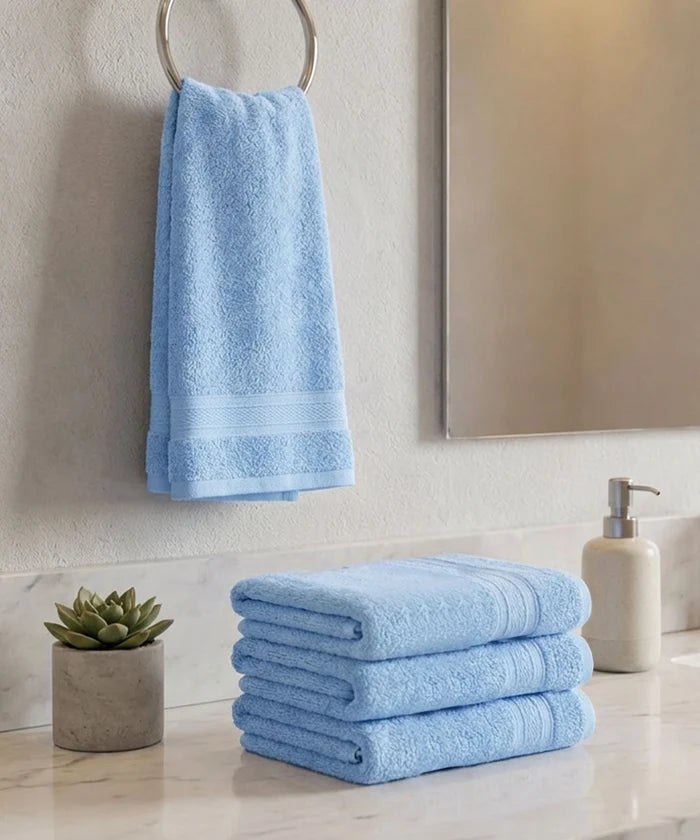 Soft Comfort 4Pc Hand Towel Set, Allure Blue|509 GSM Cotton|Air Rich Technology