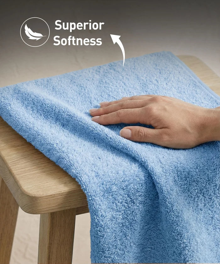 Soft Comfort 4Pc Hand Towel Set, Allure Blue|509 GSM Cotton|Air Rich Technology