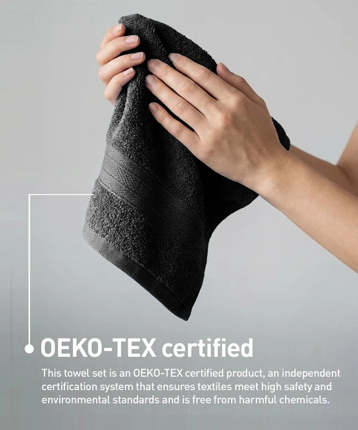 Soft Comfort 4Pc Hand Towel Set, Black|509 GSM Cotton|Air Rich Technology