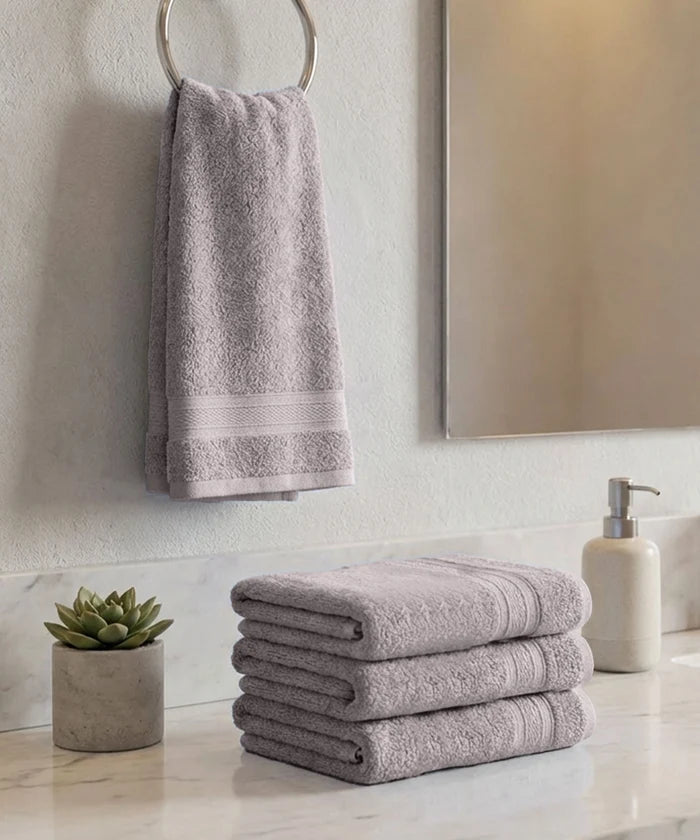 Soft Comfort 4Pc Hand Towel Set, Charcoal|509 GSM Cotton|Air Rich Technology