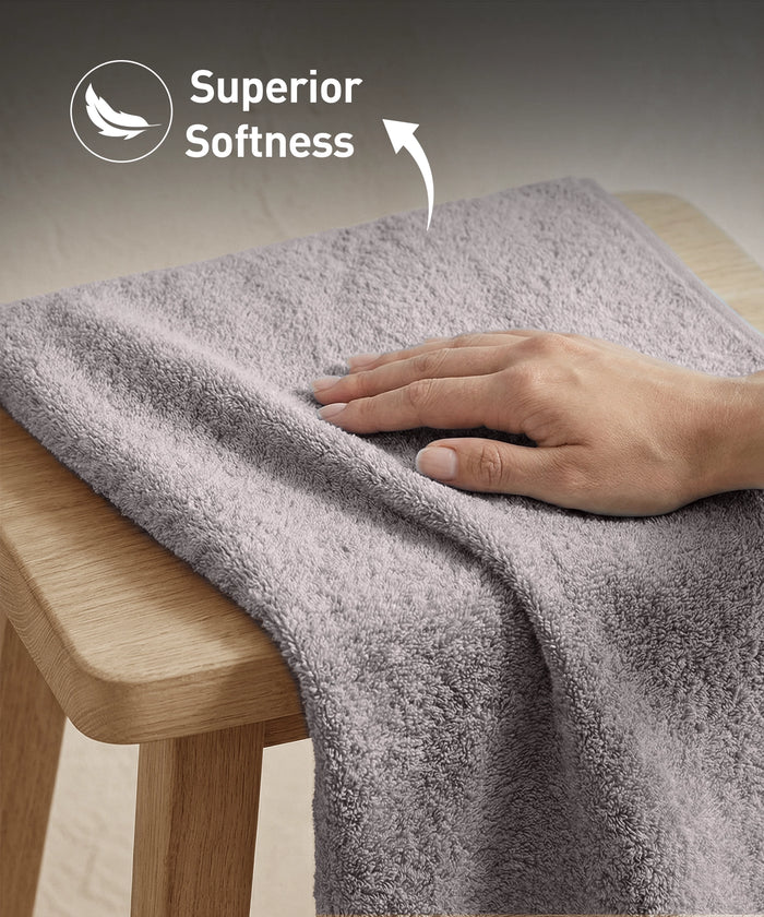 Soft Comfort 4Pc Hand Towel Set, Charcoal|509 GSM Cotton|Air Rich Technology