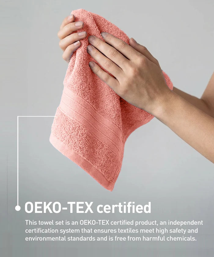 Soft Comfort 4Pc Hand Towel Set, Coral Haze|509 GSM Cotton|Air Rich Technology