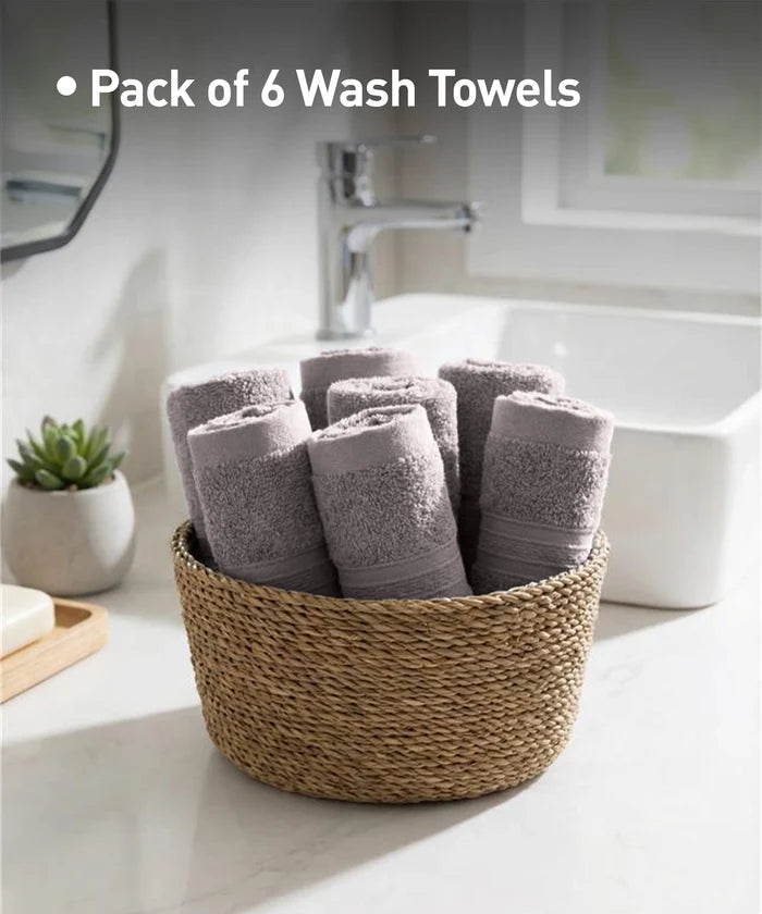 Soft Comfort 6Pc Towel Set, Charcoal|509 GSM Cotton|Air Rich Technology