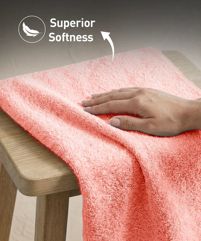 Soft Comfort 6Pc Towel Set, Coral Haze|509 GSM Cotton|Air Rich Technology
