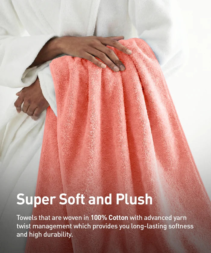 Soft Comfort 6Pc Towel Set, Coral Haze|509 GSM Cotton|Air Rich Technology