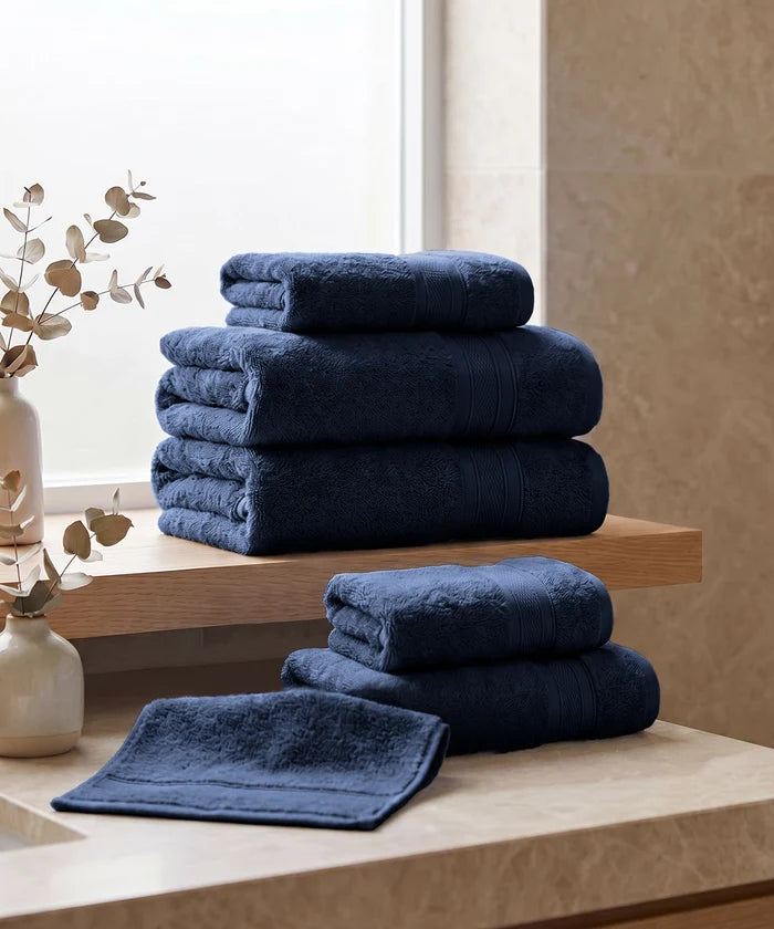 Soft Comfort 6Pc Towel Set, Navy|509 GSM Cotton|Air Rich Technology