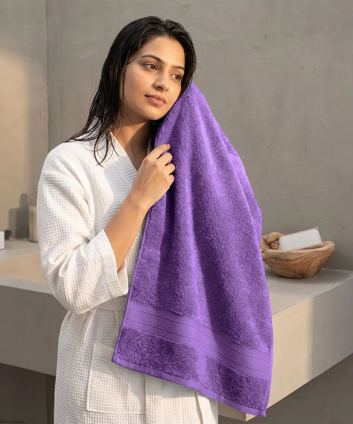 Soft Comfort 6Pc Towel Set, Plum|509 GSM Cotton|Air Rich Technology