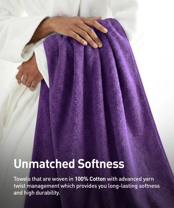 Soft Comfort 6Pc Towel Set, Plum|509 GSM Cotton|Air Rich Technology