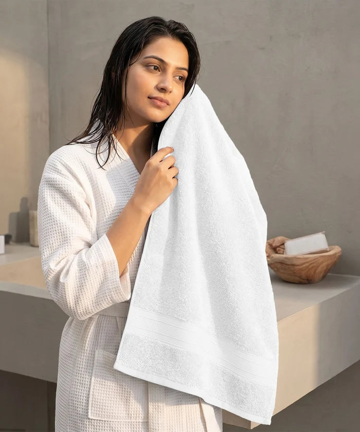 Soft Comfort 6Pc Towel Set, White|509 GSM Cotton|Air Rich Technology