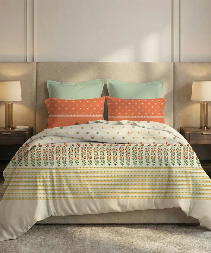 Soft Comfort King Bedsheet Set, Art Age | 200 TC Cotton|2 Pillow Covers